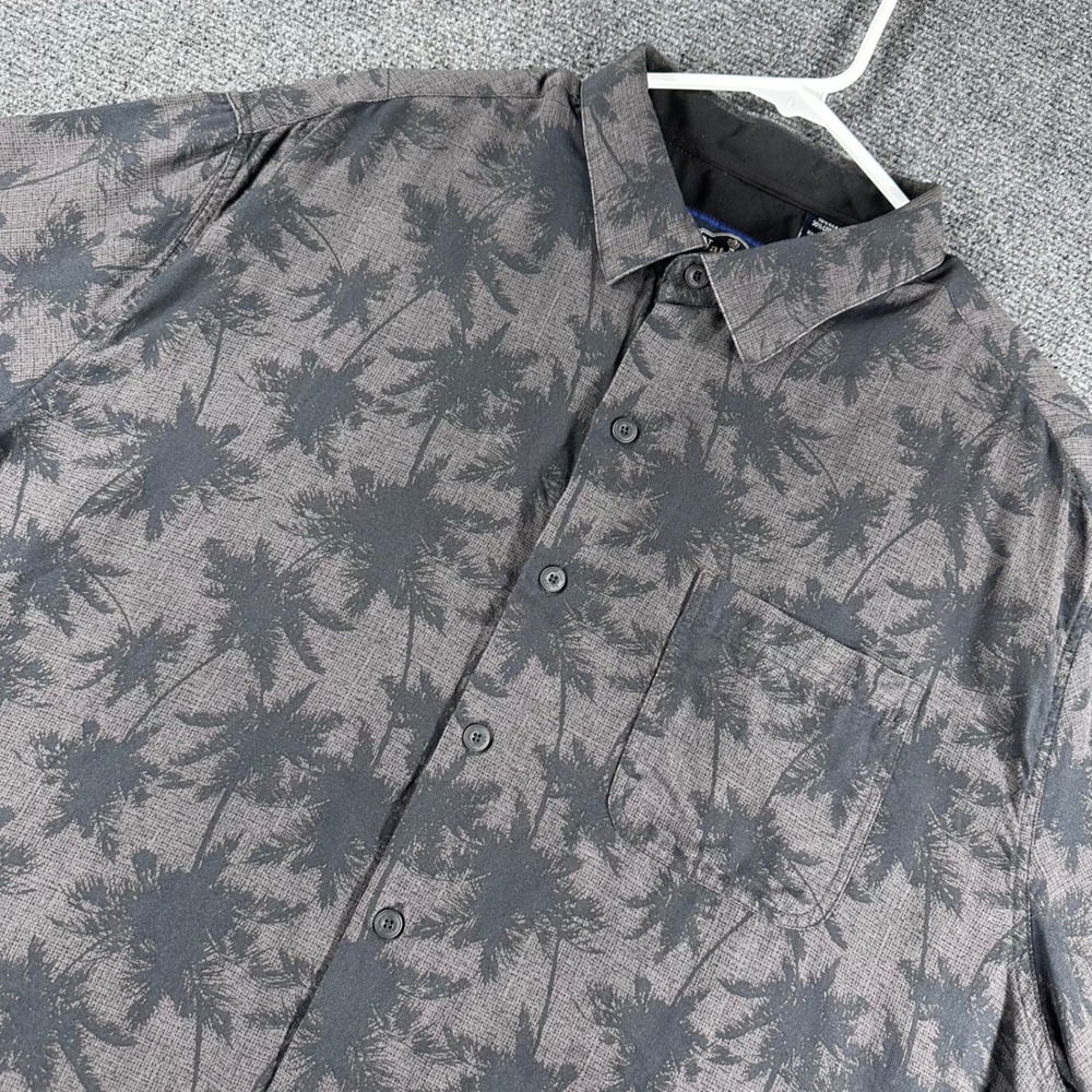 Nat Nast Button Up Shirt Mens XL Extra Large Black Silk Cotton Palm Tree Print